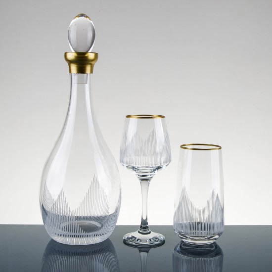 Pramit  altın 61 Prç Cam Sofra Takım