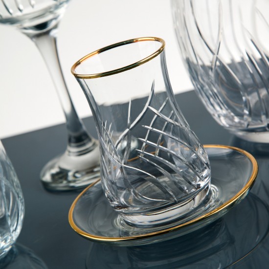 Alev Gold 61 Prç Cam Sofra Takım