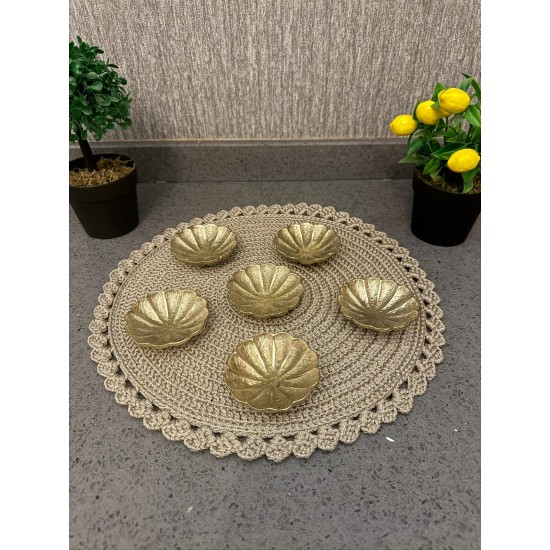 6'lı pirinç döküm lokumluk set 