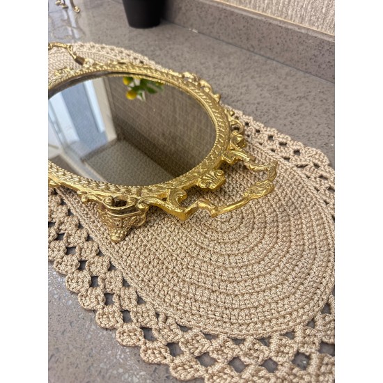 Pirinç Döküm Taçlı sunum Tepsi 