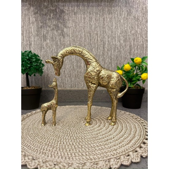 Pirinç Döküm Zürafa ve yavrusu 