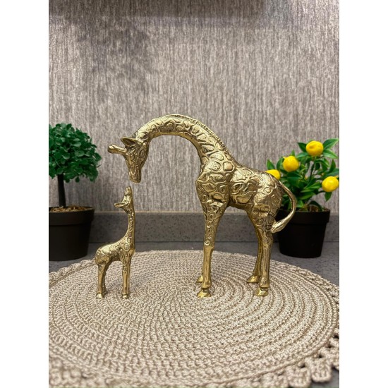 Pirinç Döküm Zürafa ve yavrusu 